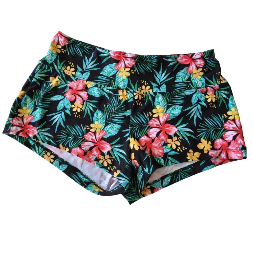 NO‎ BOUNDARIES Multicolor Tropical Floral Butter-Soft Stretch Shorts Size XS